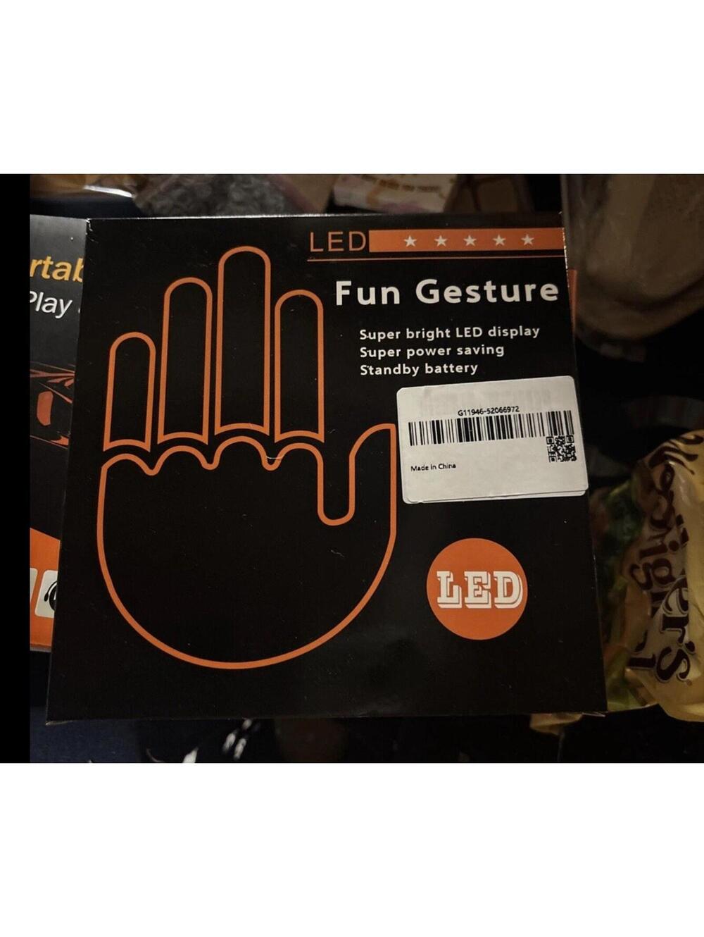 Fun Finger Hand Gesture LED Light with Remote Car Window Sign Hand Light - NEW